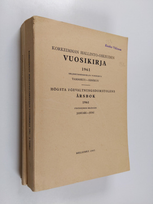 Korkeimman hallinto-oikeuden vuosikirja 1961 : 1-2