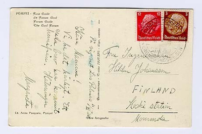 Saksa 1938 Deutsche Schiffspost-leima kortilla Suomeen