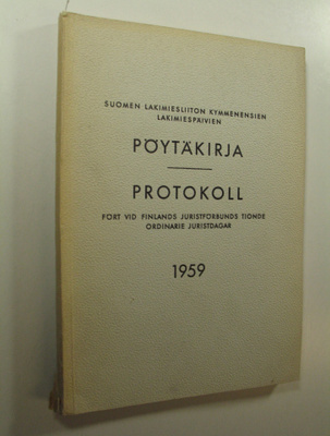Suomen lakimiesliiton lakimiespäivien pöytäkirja 1959