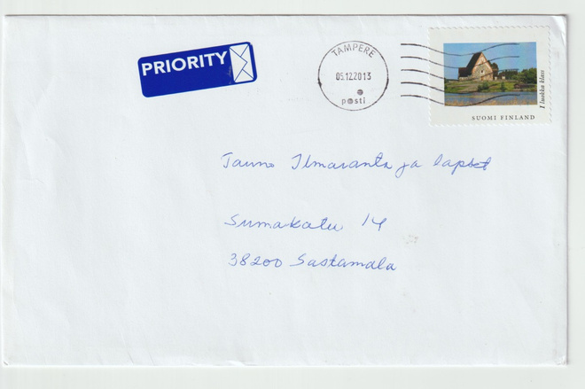 Postileima : TAMPERE  05.12.2013  , P-Olavin kirkon postimer