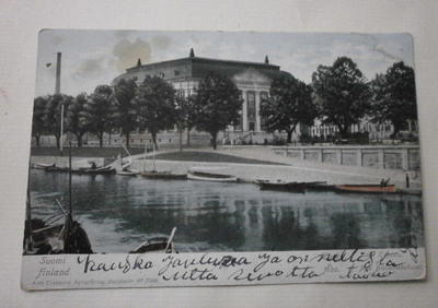 Turku, Kirjasto joen takana, väripk, p. 1906