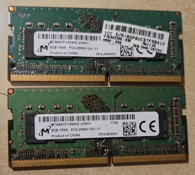 16Gt (2x8) 2666MHz DDR4 So-Dimm Micron -muistikampoja