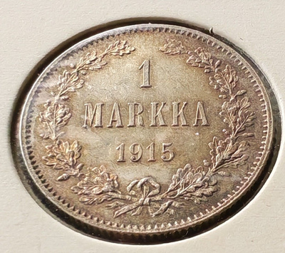 1 MARKKA v.1915 hopeaa, erittäin hyvä yksilö
