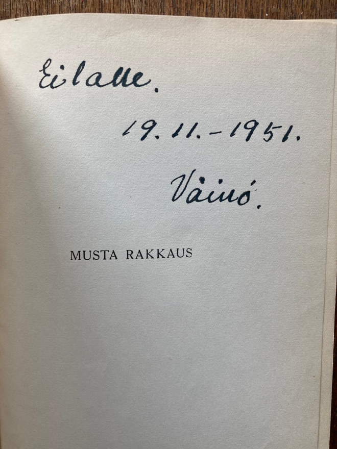 OMISTE! VÄINÖ LINNA: MUSTA RAKKAUS, 2.P., 1951, SID