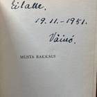 OMISTE! VÄINÖ LINNA: MUSTA RAKKAUS, 2.P., 1951, SID - pikkukuva 1