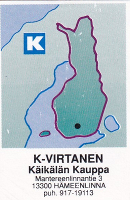 Hämeenlinna. K-Virtanen, Käikälän Kauppa.  Kesko, kartta s82
