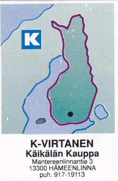 Hämeenlinna. K-Virtanen, Käikälän Kauppa.  Kesko, kartta s82