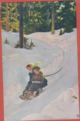 Naiset kelkkamäessä  - kulk v 1911