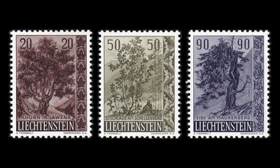 Liechtenstein 371-3 ** Puut ja pensaat (1958)