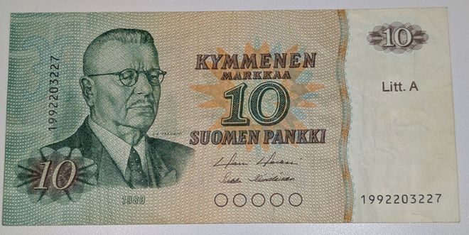 10 Markkaa 1980 Litt. A Korvaava 1992203227