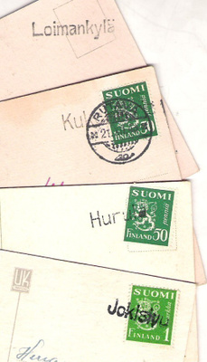 Rivileima, 4 kpl. Huittinen, joulukorteilla.