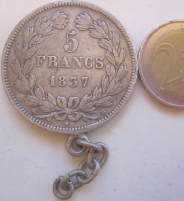 Ranska 5 Francs 1837 Hopeaa ISO