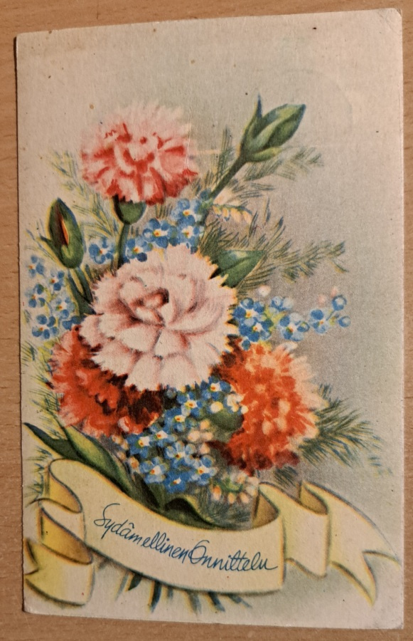 kukkakimppu neilikoita, kulkenut 1957
