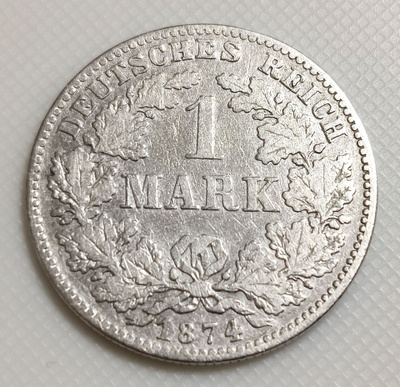 Saksa 1 Mark 1874E, Wilhelm I, hopeakolikko