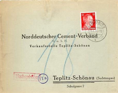 Saksa Mi 827 lunastuskirjeellä 14.4.1945 (Sudeettialue)