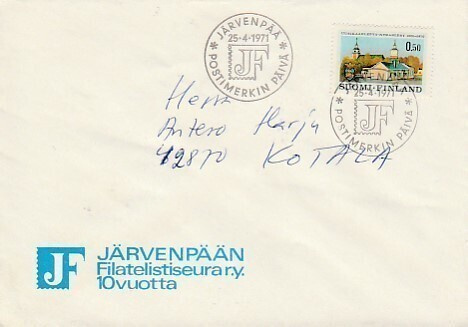 ERIKOISLEIMA , Postimerkin päivä, Järvenpää  25.4.1971