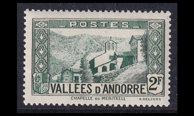 Andorra Fr 89 ** Maisema 2 Fr vihreä (1942)