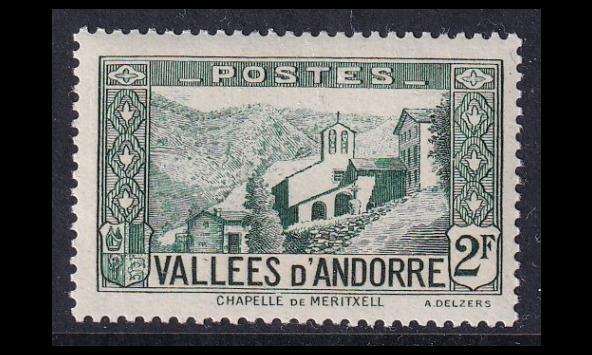 Andorra Fr 89 ** Maisema 2 Fr vihreä (1942)