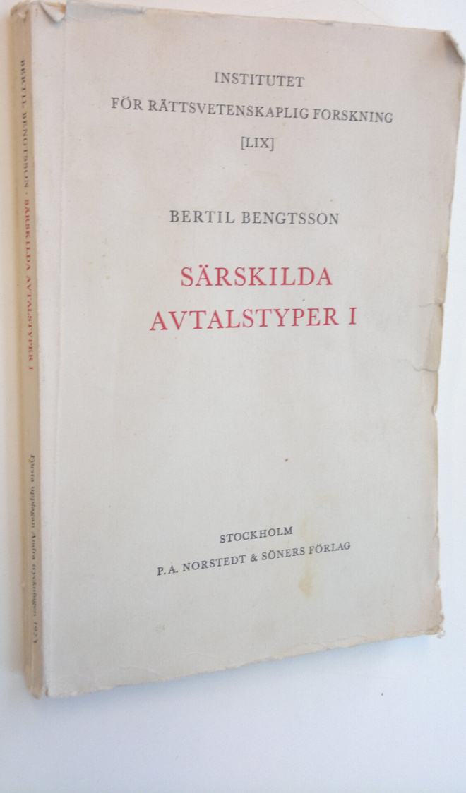 Bertil Bengtsson : Särskilda avtalstyper 1