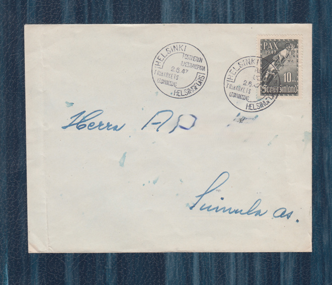FDC PAX..Pariisin rauhansopimus..Helsinki 2.6.47