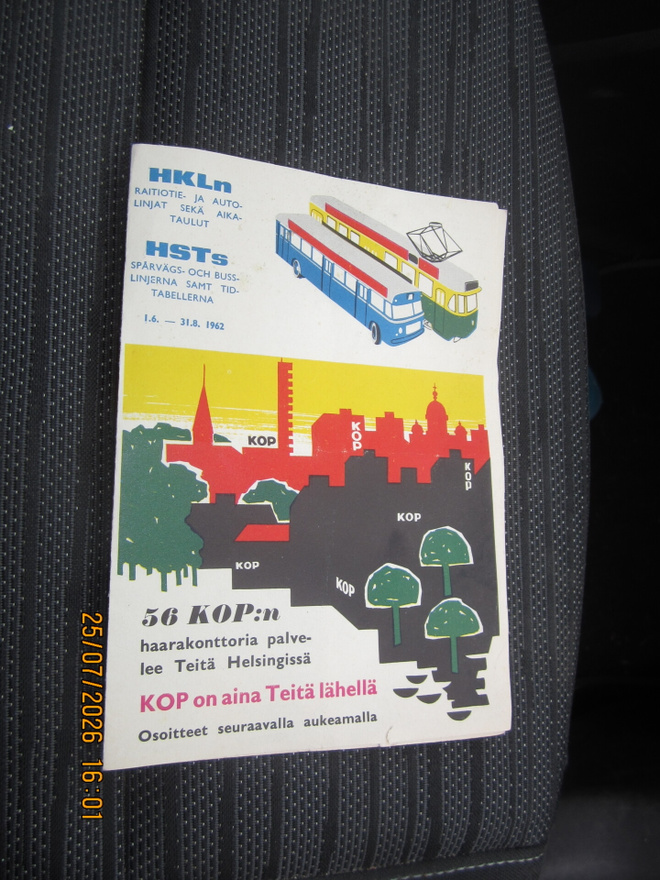 HKL / HST aikataulu 1962 (Kansallis-Osake-Pankki / KOP)