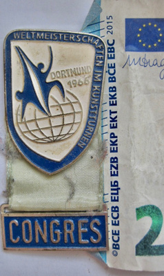 VANHA Osanottajamerkki Voimistelu MM-kisat 1966 Dortmund