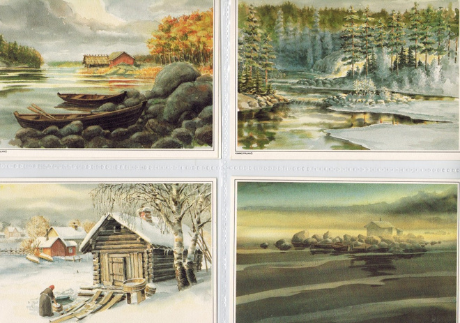Kimmo Pälikkö * Taidekortit 1200, 1201, 1202, 1203