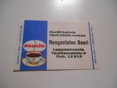 TT Etiketti Paulig Rengastalon Baari Lappeenranta