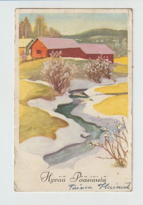 Postikortti, PÄÄSIÄINEN,Postileima TURKU,Vanha kortti,9.4.55