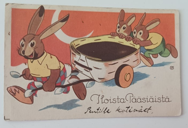 Puput kärräävät jättimäistä mämmituokkosta, p. 1946