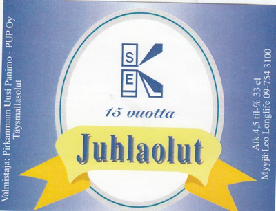 Olutetiketti SEK 15 vuotta  Juhlaolut c9