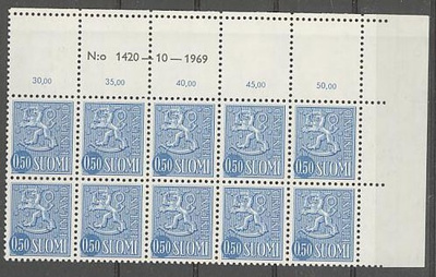 M63 1970 50p sininen nro-10lö 1420-10-1969 ++