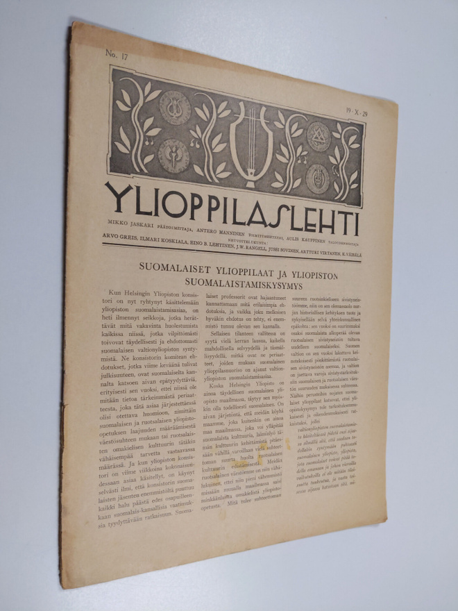 Ylioppilaslehti no 17 : 19.10.1929