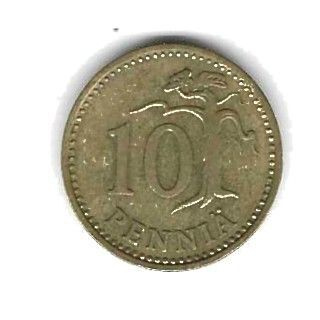 1965 10 PENNIÄ KOLIKKO KÄYTETTY