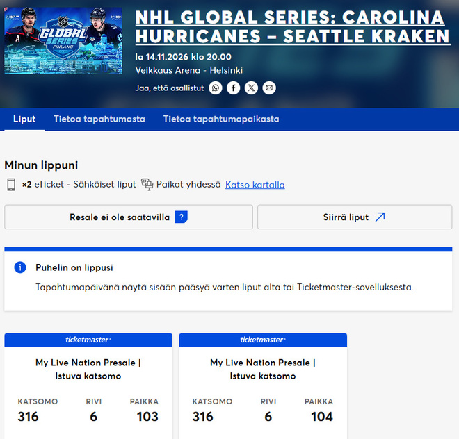 NHL Global Series: Carolina Hurricanes – Seattle Kraken