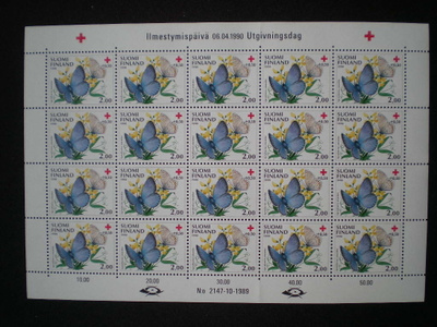 Postimerkkiarkki Punainen Risti 1990 - Lape 1108 **