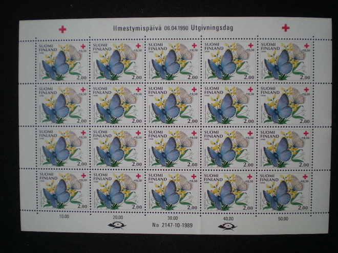 Postimerkkiarkki Punainen Risti 1990 - Lape 1108 **