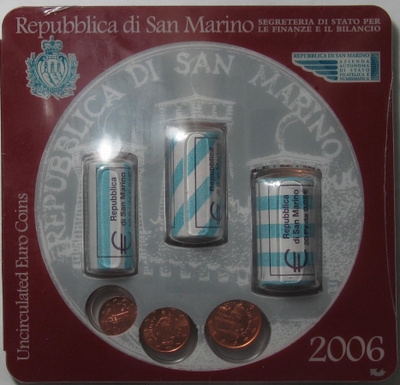 2006 SAN MARINO minikit - minirullat sis. yht. 63 kolikkoa