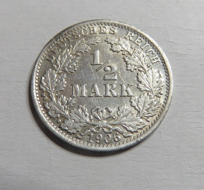 Saksa/Empire 1/2 mark 1906 A