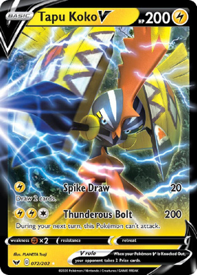 Tapu Koko V 072/202 - Sword & Shield Base Set - EX