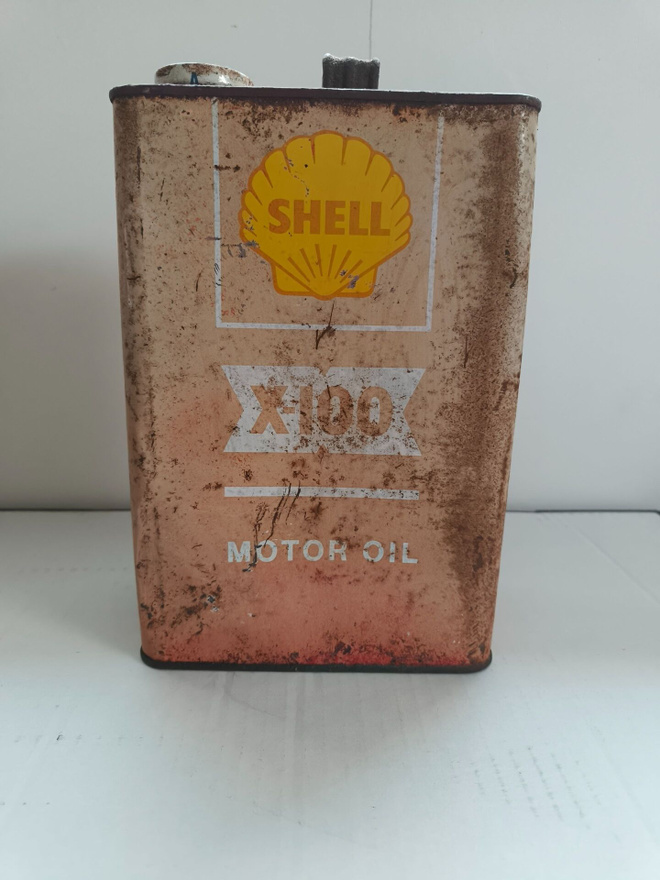 VANHA SHELL X-100 Motor Oil ÖLJYKANISTERI