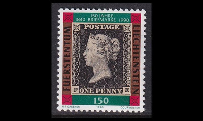 Liechtenstein 986 ** Ensimmäinen postimerkki 150v (1990)
