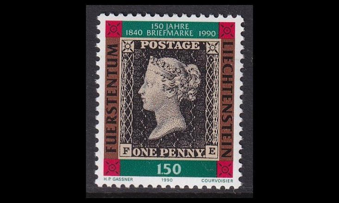 Liechtenstein 986 ** Ensimmäinen postimerkki 150v (1990)
