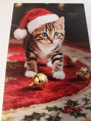 Kissa joulu kortti,kulkematon.
