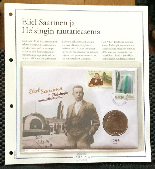 Rahakirje Eliel Saarinen ja Helsingin rautatieasema 5.3.2009