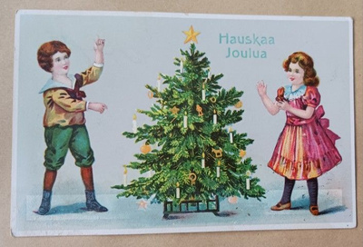 Lapset ja joulukuusi, sotasensuuri Nikolainkaupunki p. 1914