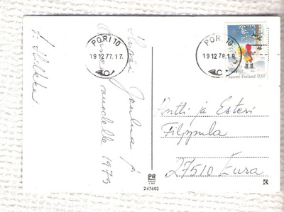 Pori, virheleima joulukortilla, 1977-1978.