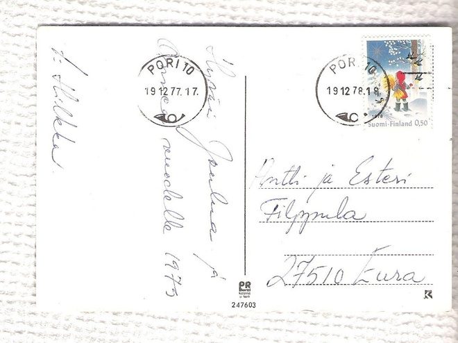 Pori, virheleima joulukortilla, 1977-1978.