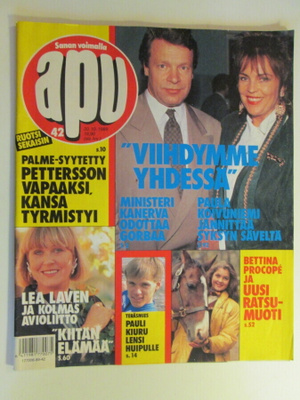 APU LEHTI 42 / 1989 VIIKKOLEHTI SISÄLLYSLUETTELOT KUVISSA