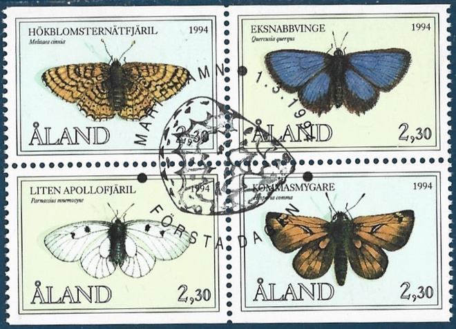 Åland 1994 ÅV 2 Perhosia EP leima NELILÖ LaPe 082-085